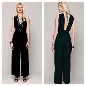 Free People Jumpsuit Follow Me To Vienna One Piece Wide leg Black S